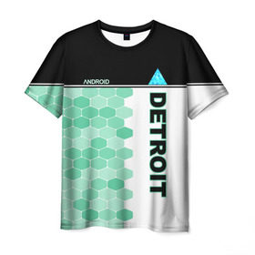 Мужская футболка 3D с принтом Detroit: Become Human в Тюмени, 100% полиэфир | прямой крой, круглый вырез горловины, длина до линии бедер | android | dbh | detroit | detroit become human | deviant | game | gamer | андроид | девиант | детройт | игра | костюм
