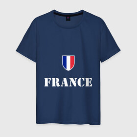 Мужская футболка хлопок с принтом France в Тюмени, 100% хлопок | прямой крой, круглый вырез горловины, длина до линии бедер, слегка спущенное плечо. | france | франция | чемпионат