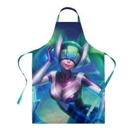 Фартук 3D с принтом DJ Sona | League of Legends в Тюмени, 100% полиэстер | общий размер — 65 х 85 см, ширина нагрудника — 26 см, горловина — 53 см, длина завязок — 54 см, общий обхват в поясе — 173 см. Принт на завязках и на горловине наносится с двух сторон, на основной части фартука — только с внешней стороны | lol | moba | riot games | воин | лига легенд | маг | поддержка | стратегия | стрелок | танк | чемпион