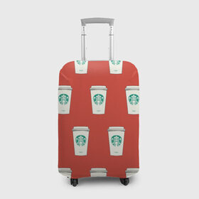 Чехол для чемодана 3D с принтом Старбакс попарт Томат в Тюмени, 86% полиэфир, 14% спандекс | двустороннее нанесение принта, прорези для ручек и колес | pop art | starbucks | warhol | кофе | паттерн | поп арт | стакан | старбакс | узор | уорхол | хипстер | чашка
