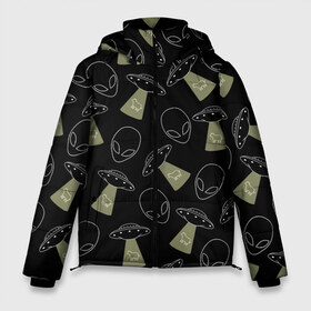 Мужская зимняя куртка 3D с принтом НЛО похищение коров в Тюмени, верх — 100% полиэстер; подкладка — 100% полиэстер; утеплитель — 100% полиэстер | длина ниже бедра, свободный силуэт Оверсайз. Есть воротник-стойка, отстегивающийся капюшон и ветрозащитная планка. 

Боковые карманы с листочкой на кнопках и внутренний карман на молнии. | Тематика изображения на принте: pop | ufo |   инопланетянин | инопланетяне | космос | летающая тарелка | марсиане | нло | поп арт | пришелец