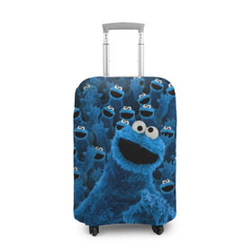 Чехол для чемодана 3D с принтом Коржик в Тюмени, 86% полиэфир, 14% спандекс | двустороннее нанесение принта, прорези для ручек и колес | cookie monster | коржик | улица сезам