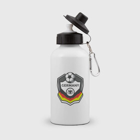 Бутылка спортивная с принтом Футбол - Германия в Тюмени, металл | емкость — 500 мл, в комплекте две пластиковые крышки и карабин для крепления | 