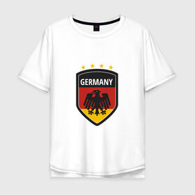 Мужская футболка хлопок Oversize с принтом Germany в Тюмени, 100% хлопок | свободный крой, круглый ворот, “спинка” длиннее передней части | football | germany | sport | германия | мяч | нойер | орёл | сборная | спорт | флаг | футбол | чемпионат мира