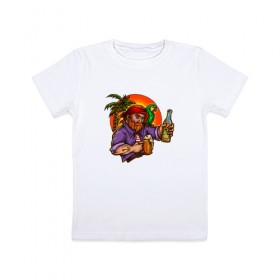 Детская футболка хлопок с принтом Пират в Тюмени, 100% хлопок | круглый вырез горловины, полуприлегающий силуэт, длина до линии бедер | Тематика изображения на принте: летние | летняя | лето | море | морская | морские | пират | пираты | попугай