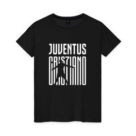 Женская футболка хлопок с принтом Juventus - Cristiano Ronaldo 7 в Тюмени, 100% хлопок | прямой крой, круглый вырез горловины, длина до линии бедер, слегка спущенное плечо | 0x000000123 | cristiano ronaldo | juventus | криштиано роналдо | ювентус