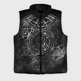 Мужской жилет утепленный 3D с принтом Black Alchemy в Тюмени,  |  | alchemy | art | black | circles | design | lines | metal dark | runes | алхимия | арт | блэк метал | линии | метал | руны | черный