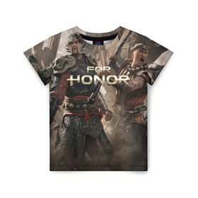 Детская футболка 3D с принтом FOR HONOR в Тюмени, 100% гипоаллергенный полиэфир | прямой крой, круглый вырез горловины, длина до линии бедер, чуть спущенное плечо, ткань немного тянется | Тематика изображения на принте: for honor | викинги | игра | рыцари | средневековье | япония