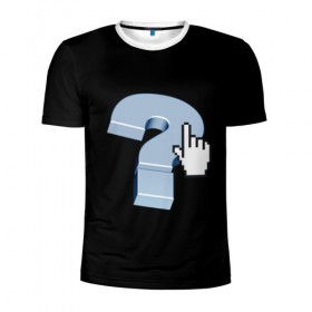 Мужская футболка 3D спортивная с принтом Знак вопроса в Тюмени, 100% полиэстер с улучшенными характеристиками | приталенный силуэт, круглая горловина, широкие плечи, сужается к линии бедра | Тематика изображения на принте: вопрос | знаки | компьютер | символы