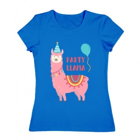 Женская футболка хлопок с принтом Лама в Тюмени, 100% хлопок | прямой крой, круглый вырез горловины, длина до линии бедер, слегка спущенное плечо | llama | вечеринка | животные | лама | ламы | милые