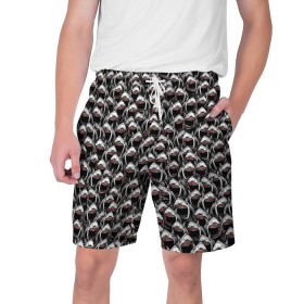 Мужские шорты 3D с принтом Большие белые акулы в Тюмени,  полиэстер 100% | прямой крой, два кармана без застежек по бокам. Мягкая трикотажная резинка на поясе, внутри которой широкие завязки. Длина чуть выше колен | Тематика изображения на принте: shark | паттерн