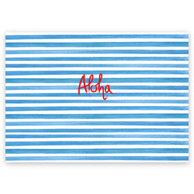 Поздравительная открытка с принтом ALOHA в Тюмени, 100% бумага | плотность бумаги 280 г/м2, матовая, на обратной стороне линовка и место для марки
 | гавайи | лето | море | моряк | отдых | пляж | полоски | тельняшка | яхта