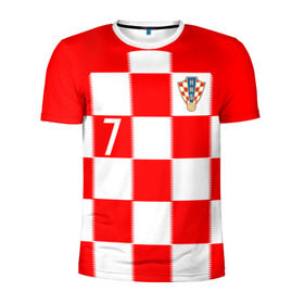 Мужская футболка 3D спортивная с принтом Хорватия Ракитич форма в Тюмени, 100% полиэстер с улучшенными характеристиками | приталенный силуэт, круглая горловина, широкие плечи, сужается к линии бедра | Тематика изображения на принте:  ракитич  | сборная хорватии | хорватия | чемпионат мира | чм