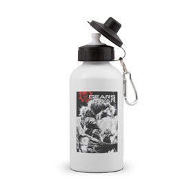 Бутылка спортивная с принтом Gears of War_ в Тюмени, металл | емкость — 500 мл, в комплекте две пластиковые крышки и карабин для крепления | Тематика изображения на принте: 
