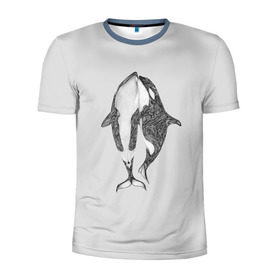 Мужская футболка 3D спортивная с принтом Киты в Тюмени, 100% полиэстер с улучшенными характеристиками | приталенный силуэт, круглая горловина, широкие плечи, сужается к линии бедра | арт | касатка | касатки | кит | море | океан | рисунок | узор