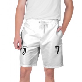 Мужские шорты 3D с принтом Ronaldo Juventus в Тюмени,  полиэстер 100% | прямой крой, два кармана без застежек по бокам. Мягкая трикотажная резинка на поясе, внутри которой широкие завязки. Длина чуть выше колен | 