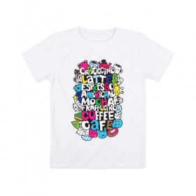 Детская футболка хлопок с принтом Виды кофе в Тюмени, 100% хлопок | круглый вырез горловины, полуприлегающий силуэт, длина до линии бедер | Тематика изображения на принте: кофе | список