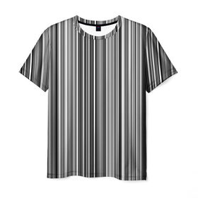 Мужская футболка 3D с принтом Черно белые полосы в Тюмени, 100% полиэфир | прямой крой, круглый вырез горловины, длина до линии бедер | белое | полоски | полосы | черное