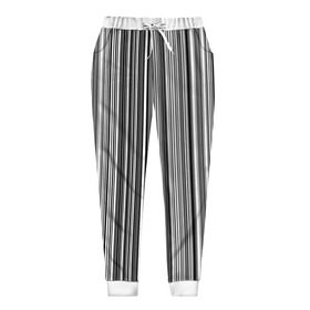Женские брюки 3D с принтом Черно белые полосы в Тюмени, полиэстер 100% | прямой крой, два кармана без застежек по бокам, с мягкой трикотажной резинкой на поясе и по низу штанин. В поясе для дополнительного комфорта — широкие завязки | белое | полоски | полосы | черное