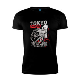Мужская футболка премиум с принтом Токийский гуль в Тюмени, 92% хлопок, 8% лайкра | приталенный силуэт, круглый вырез ворота, длина до линии бедра, короткий рукав | 