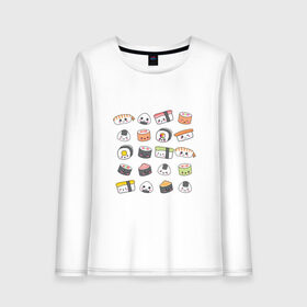 Женский лонгслив хлопок с принтом Sushi в Тюмени, 100% хлопок |  | Тематика изображения на принте: anime | fastfood | food | japan | roll | sushi | susi | аниме | роллы | суши | фастфуд | япония