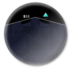Значок с принтом Detroit COP 911 в Тюмени,  металл | круглая форма, металлическая застежка в виде булавки | 2038 | become | connor | dbh | detroit | gamer | human | kara | андроид | девиант | детройт | кара | квест | коннор | маркус