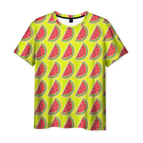 Мужская футболка 3D с принтом Арбуз в Тюмени, 100% полиэфир | прямой крой, круглый вырез горловины, длина до линии бедер | pop art | style | безумство | микс | поп арт | тропики | фрукты | яркие | яркое | яркости