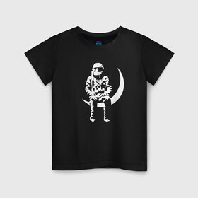 Детская футболка хлопок с принтом Луна в Тюмени, 100% хлопок | круглый вырез горловины, полуприлегающий силуэт, длина до линии бедер | angels and airwaves | ava | tom delonge | том делонг