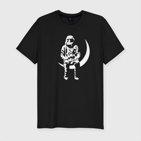 Мужская футболка премиум с принтом Луна в Тюмени, 92% хлопок, 8% лайкра | приталенный силуэт, круглый вырез ворота, длина до линии бедра, короткий рукав | Тематика изображения на принте: angels and airwaves | ava | tom delonge | том делонг