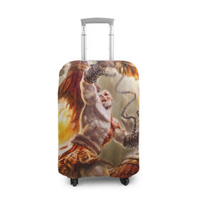 Чехол для чемодана 3D с принтом God of War в Тюмени, 86% полиэфир, 14% спандекс | двустороннее нанесение принта, прорези для ручек и колес | 