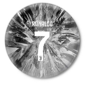 Значок с принтом RONALDO JUVE SPORT в Тюмени,  металл | круглая форма, металлическая застежка в виде булавки | cr7 | fc | клуб | криштиану роналду | роналдо | фк | ювентус
