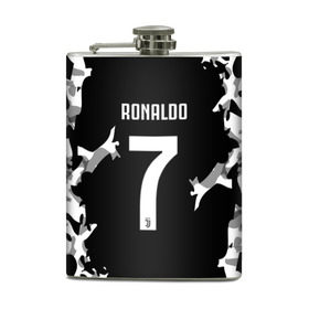 Фляга с принтом RONALDO JUVE SPORT в Тюмени, металлический корпус | емкость 0,22 л, размер 125 х 94 мм. Виниловая наклейка запечатывается полностью | Тематика изображения на принте: cr7 | fc | football | ronaldo | sport | криштиану роналду | роналдо | фк | форма | футбольный клуб | ювентус