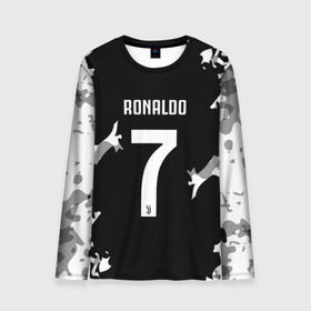 Мужской лонгслив 3D с принтом RONALDO JUVE SPORT в Тюмени, 100% полиэстер | длинные рукава, круглый вырез горловины, полуприлегающий силуэт | cr7 | fc | football | ronaldo | sport | криштиану роналду | роналдо | фк | форма | футбольный клуб | ювентус