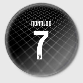 Значок с принтом RONALDO JUVE SPORT в Тюмени,  металл | круглая форма, металлическая застежка в виде булавки | cr7 | fc | клуб | криштиану роналду | роналдо | фк | ювентус