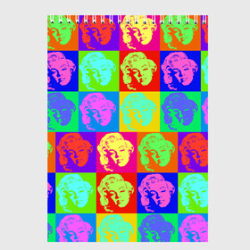 Скетчбук с принтом pop-art Marilyn Monroe в Тюмени, 100% бумага
 | 48 листов, плотность листов — 100 г/м2, плотность картонной обложки — 250 г/м2. Листы скреплены сверху удобной пружинной спиралью | Тематика изображения на принте: marilyn monroe | pop art | мэрилин монро | поп арт