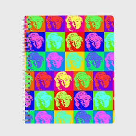 Тетрадь с принтом pop-art Marilyn Monroe в Тюмени, 100% бумага | 48 листов, плотность листов — 60 г/м2, плотность картонной обложки — 250 г/м2. Листы скреплены сбоку удобной пружинной спиралью. Уголки страниц и обложки скругленные. Цвет линий — светло-серый
 | marilyn monroe | pop art | мэрилин монро | поп арт