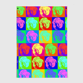 Постер с принтом pop-art Marilyn Monroe в Тюмени, 100% бумага
 | бумага, плотность 150 мг. Матовая, но за счет высокого коэффициента гладкости имеет небольшой блеск и дает на свету блики, но в отличии от глянцевой бумаги не покрыта лаком | Тематика изображения на принте: marilyn monroe | pop art | мэрилин монро | поп арт