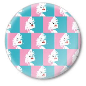 Значок с принтом Marilyn Monroe в Тюмени,  металл | круглая форма, металлическая застежка в виде булавки | Тематика изображения на принте: marilyn monroe | pop art | мэрилин монро | поп арт