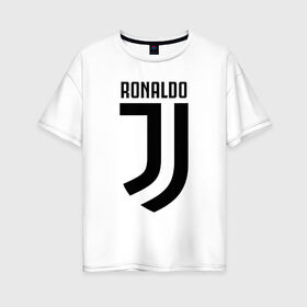 Женская футболка хлопок Oversize с принтом RONALDO JUVE SPORT в Тюмени, 100% хлопок | свободный крой, круглый ворот, спущенный рукав, длина до линии бедер
 | cr7 | fc | клуб | криштиану роналду | роналдо | фк | ювентус