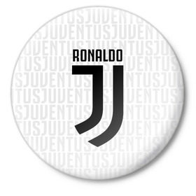 Значок с принтом RONALDO JUVE SPORT в Тюмени,  металл | круглая форма, металлическая застежка в виде булавки | 