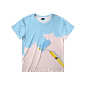 Детская футболка 3D с принтом Больше красок в Тюмени, 100% гипоаллергенный полиэфир | прямой крой, круглый вырез горловины, длина до линии бедер, чуть спущенное плечо, ткань немного тянется | валик | дизайнер | краска | краски | креатив | креативный дизайн | маляр | прикол | пятно | розовый | сочный | тренд | цвет | яркость