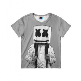 Детская футболка 3D с принтом Electronic music в Тюмени, 100% гипоаллергенный полиэфир | прямой крой, круглый вырез горловины, длина до линии бедер, чуть спущенное плечо, ткань немного тянется | electronic music | marshmello | маршмеллоу | электронная музыка