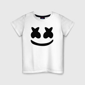 Детская футболка хлопок с принтом Маршмеллоу в Тюмени, 100% хлопок | круглый вырез горловины, полуприлегающий силуэт, длина до линии бедер | electronic music | marshmello | маршмеллоу | электронная музыка