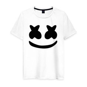Мужская футболка хлопок с принтом Маршмеллоу в Тюмени, 100% хлопок | прямой крой, круглый вырез горловины, длина до линии бедер, слегка спущенное плечо. | electronic music | marshmello | маршмеллоу | электронная музыка