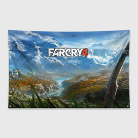 Флаг-баннер с принтом Far Cry 4 в Тюмени, 100% полиэстер | размер 67 х 109 см, плотность ткани — 95 г/м2; по краям флага есть четыре люверса для крепления | action | far cry 4 | армия | гималаи | гирокоптер | мин | мир | открытый | франшиза | ховеркрафт | шутер