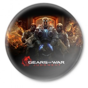 Значок с принтом Gears of War в Тюмени,  металл | круглая форма, металлическая застежка в виде булавки | Тематика изображения на принте: 