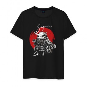 Мужская футболка хлопок с принтом Японский Воин в Тюмени, 100% хлопок | прямой крой, круглый вырез горловины, длина до линии бедер, слегка спущенное плечо. | 