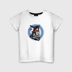 Детская футболка хлопок с принтом Мото в Тюмени, 100% хлопок | круглый вырез горловины, полуприлегающий силуэт, длина до линии бедер | мопед | мото | мотоцикл | скелет | скутер | череп | черепа | экстрим