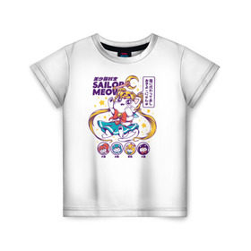 Детская футболка 3D с принтом Sailor Meow в Тюмени, 100% гипоаллергенный полиэфир | прямой крой, круглый вырез горловины, длина до линии бедер, чуть спущенное плечо, ткань немного тянется | anime | cat | kawaii | sailor moon | аниме | каваи | кот котик | мультсериал | ностальгия | ретро | сейлор мун