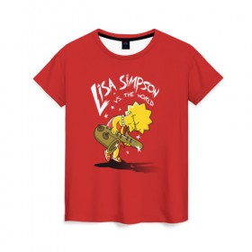 Женская футболка 3D с принтом Лиза Симпсон в Тюмени, 100% полиэфир ( синтетическое хлопкоподобное полотно) | прямой крой, круглый вырез горловины, длина до линии бедер | homer | lisa | simpson | simpsons | барт | гомер | лиза | мульт | мультик | мультфильм | симпсон | симпсоны